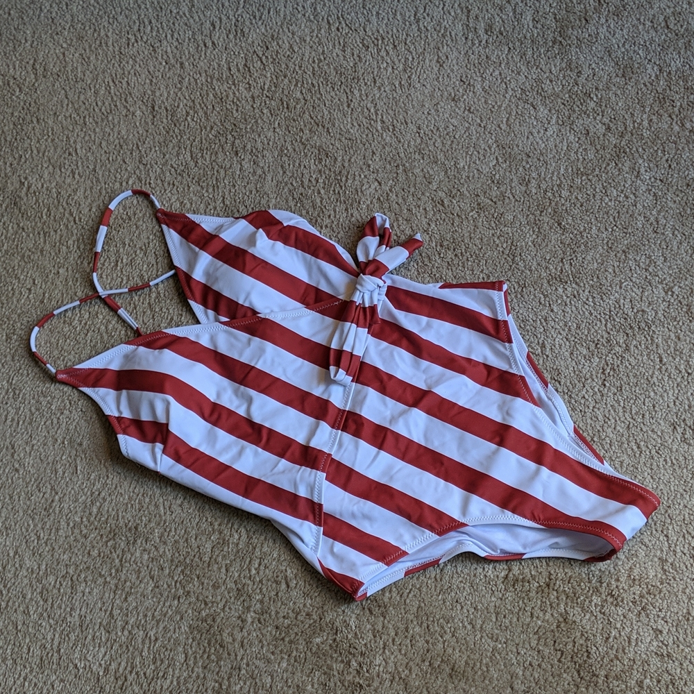 Cupshe Red & White Striped One Piece, size S